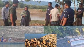 লোভাছড়া কোয়ারী থেকে বারকি নৌকা দিয়ে চলছে পাথর উত্তোলন || প্রশাসনের অভিযান জোরদার